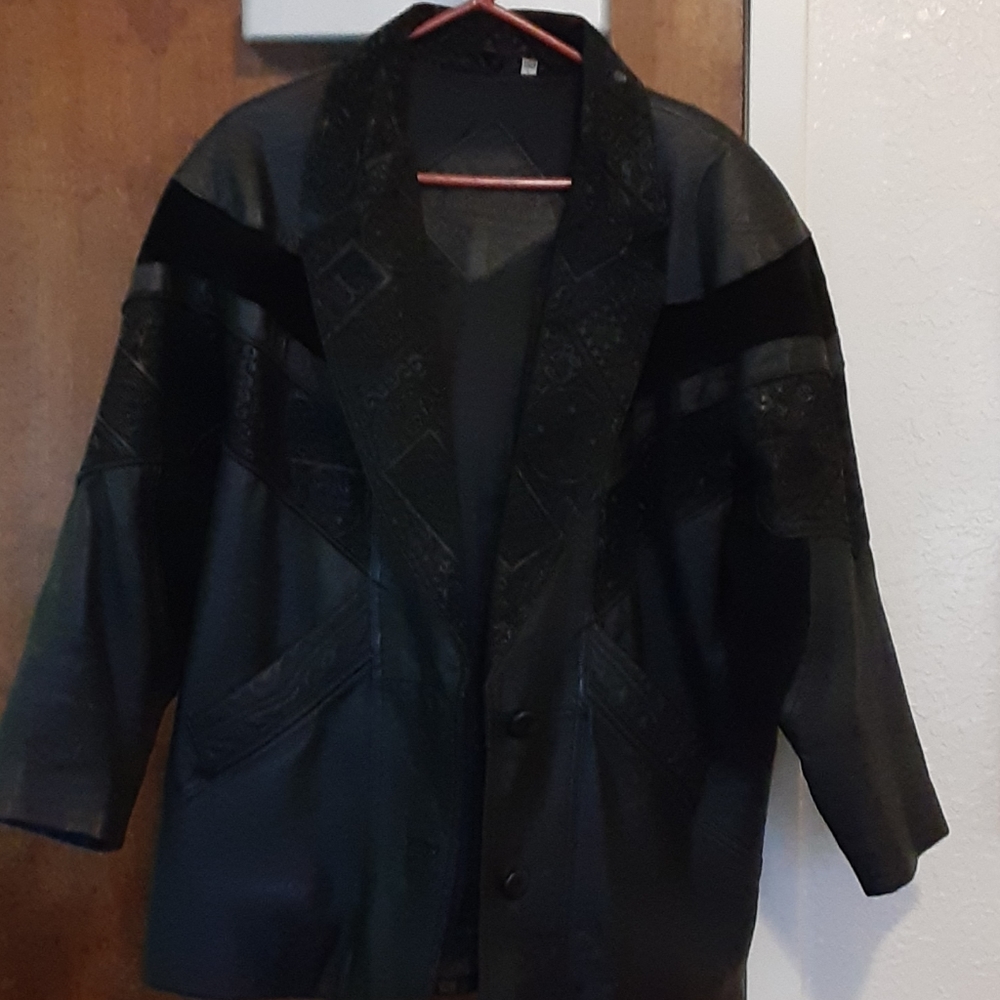 PRESTON&YORK VINTAGE BLACK LEATHER W/SUEDE LG NEW